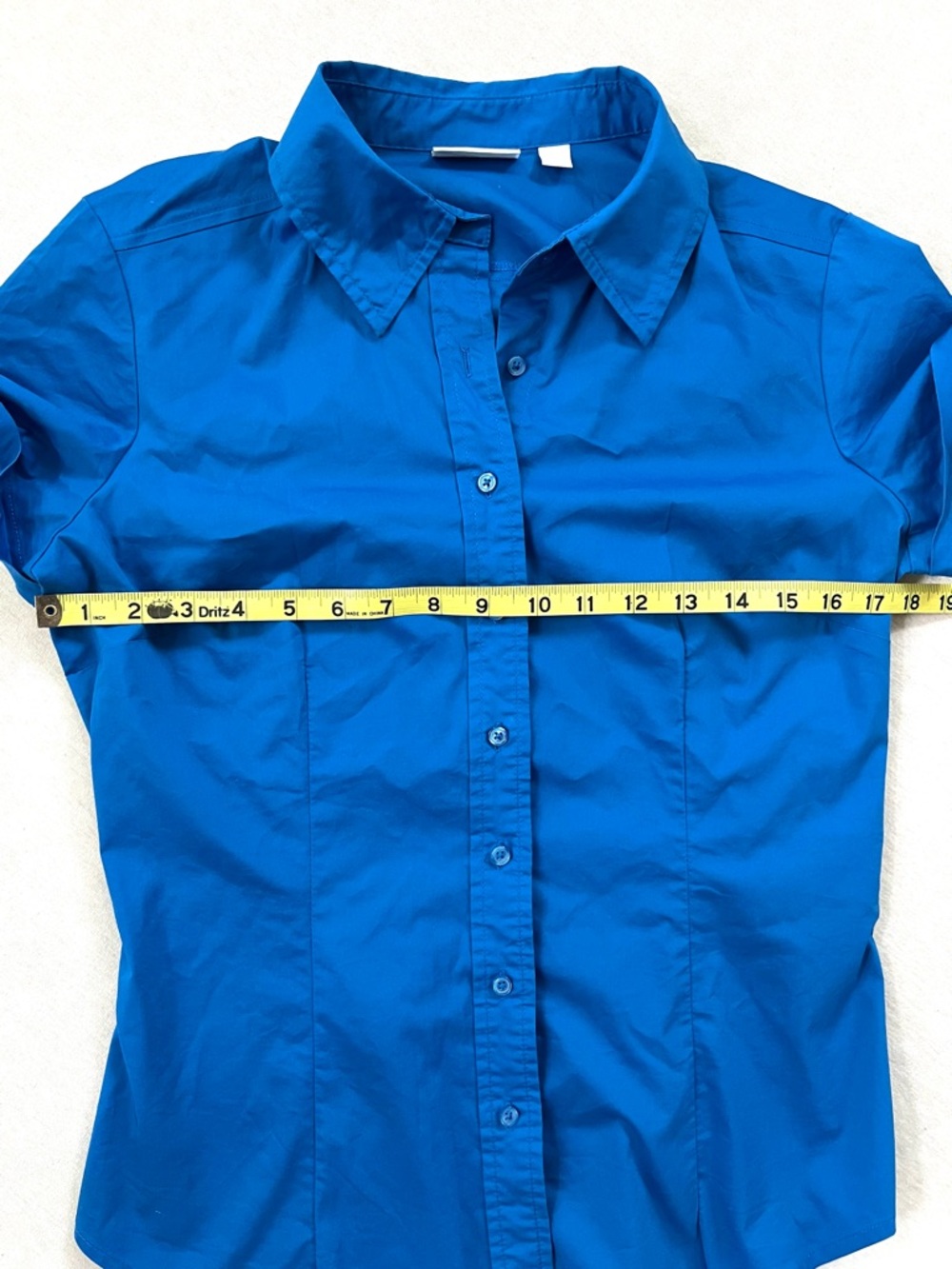 Business Casual Royal Blue Short Sleeve Button-Down Tailored Shirt - Picture 5 of 5